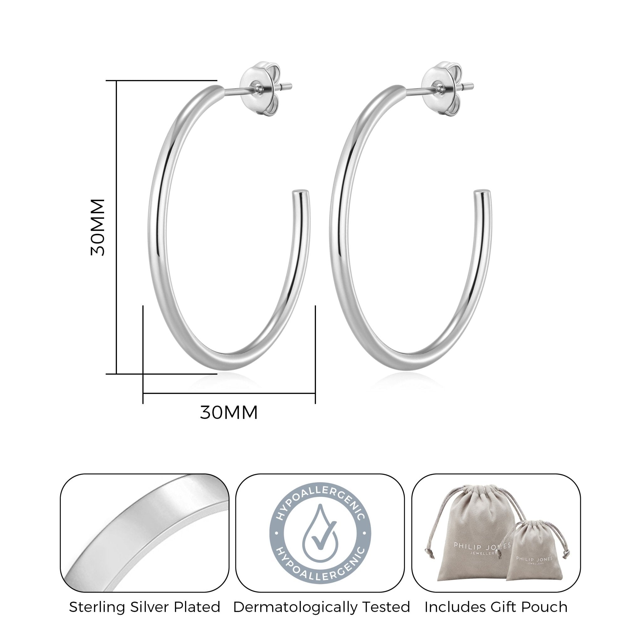 Silver Plated Round Hoop Earrings