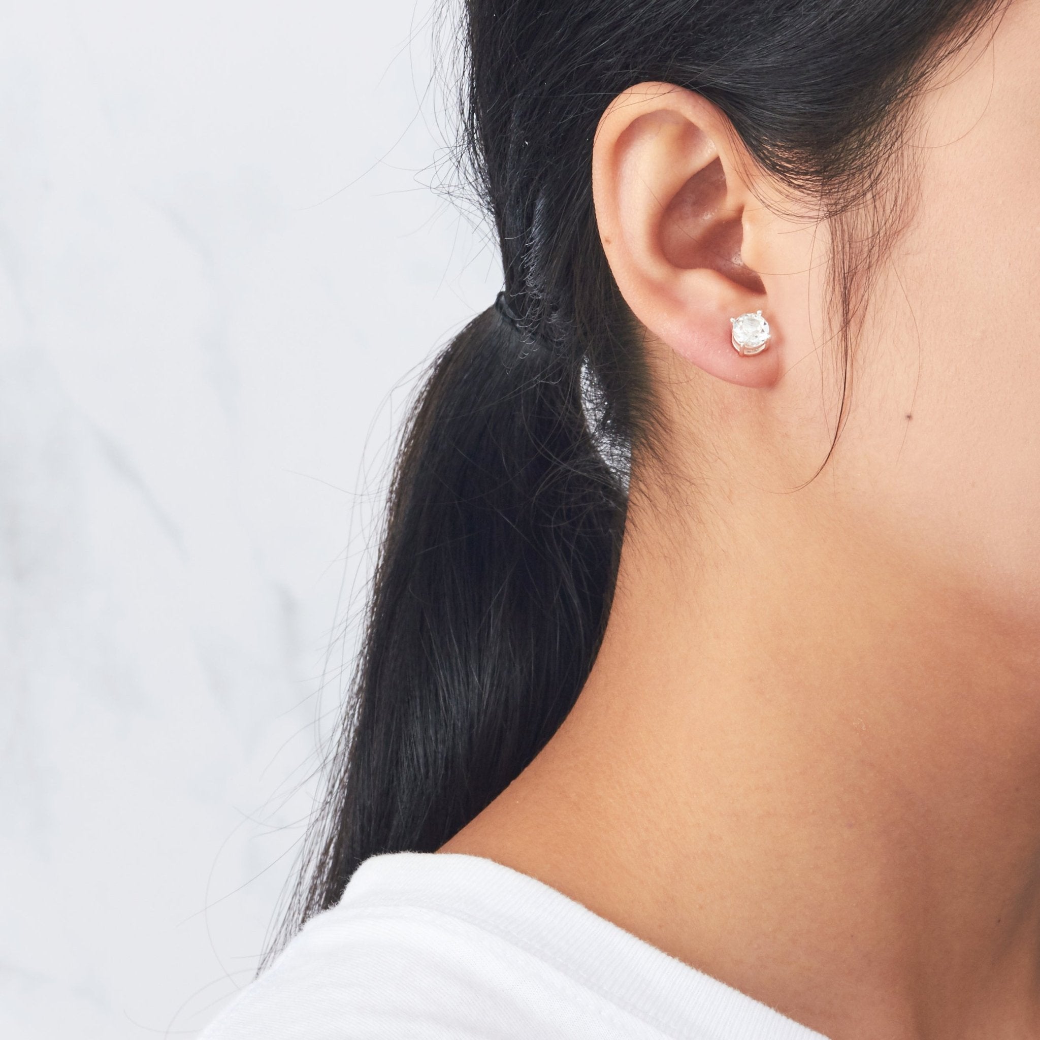 Silver Plated Round Magnetic Clip On Stud Earrings Created with Zircondia® Crystals