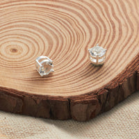 Silver Plated Round Magnetic Clip On Stud Earrings Created with Zircondia® Crystals