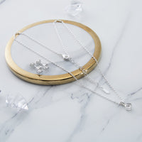 Silver Plated Round Solitaire Set Created with Zircondia® Crystals