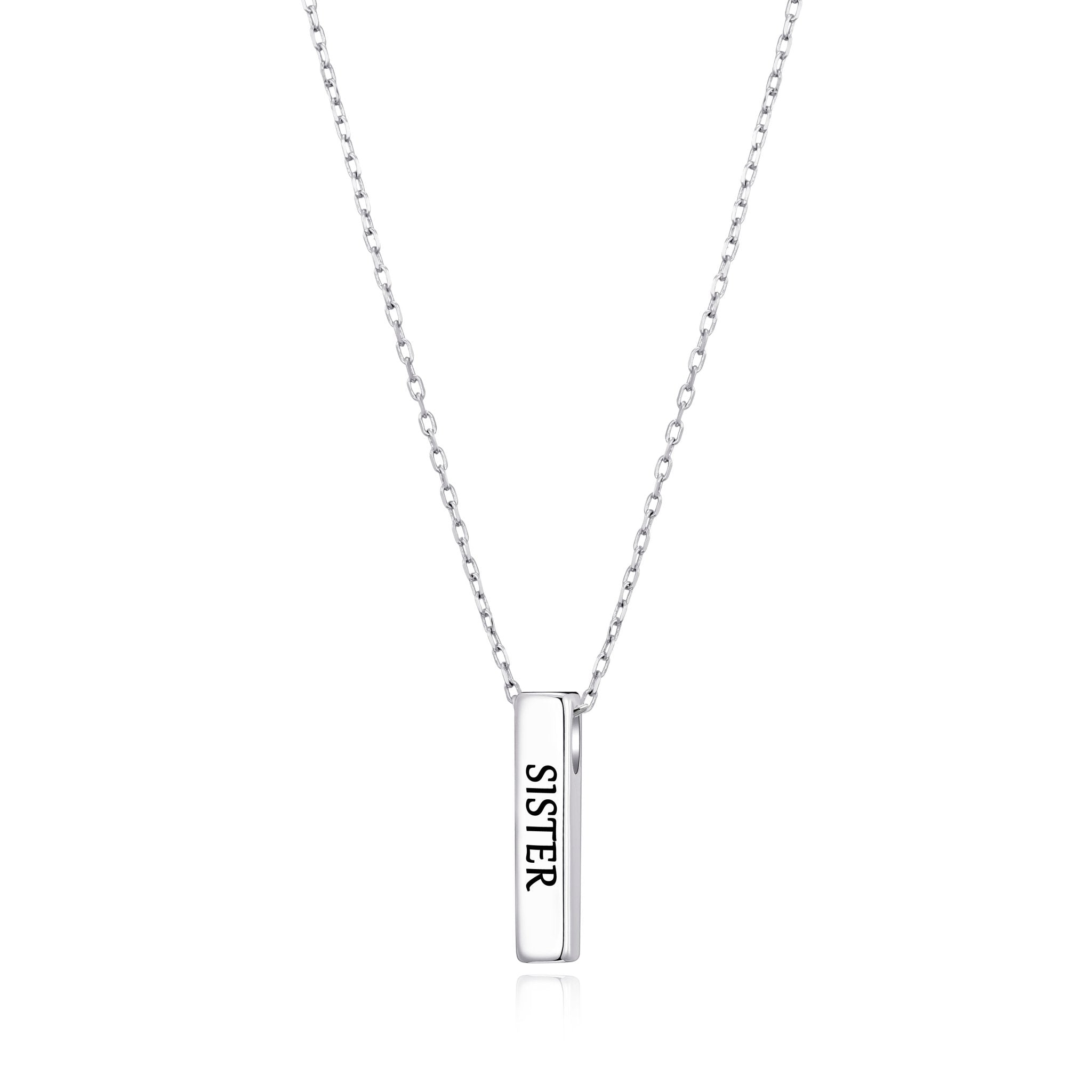 Silver Plated Sister Bar Necklace