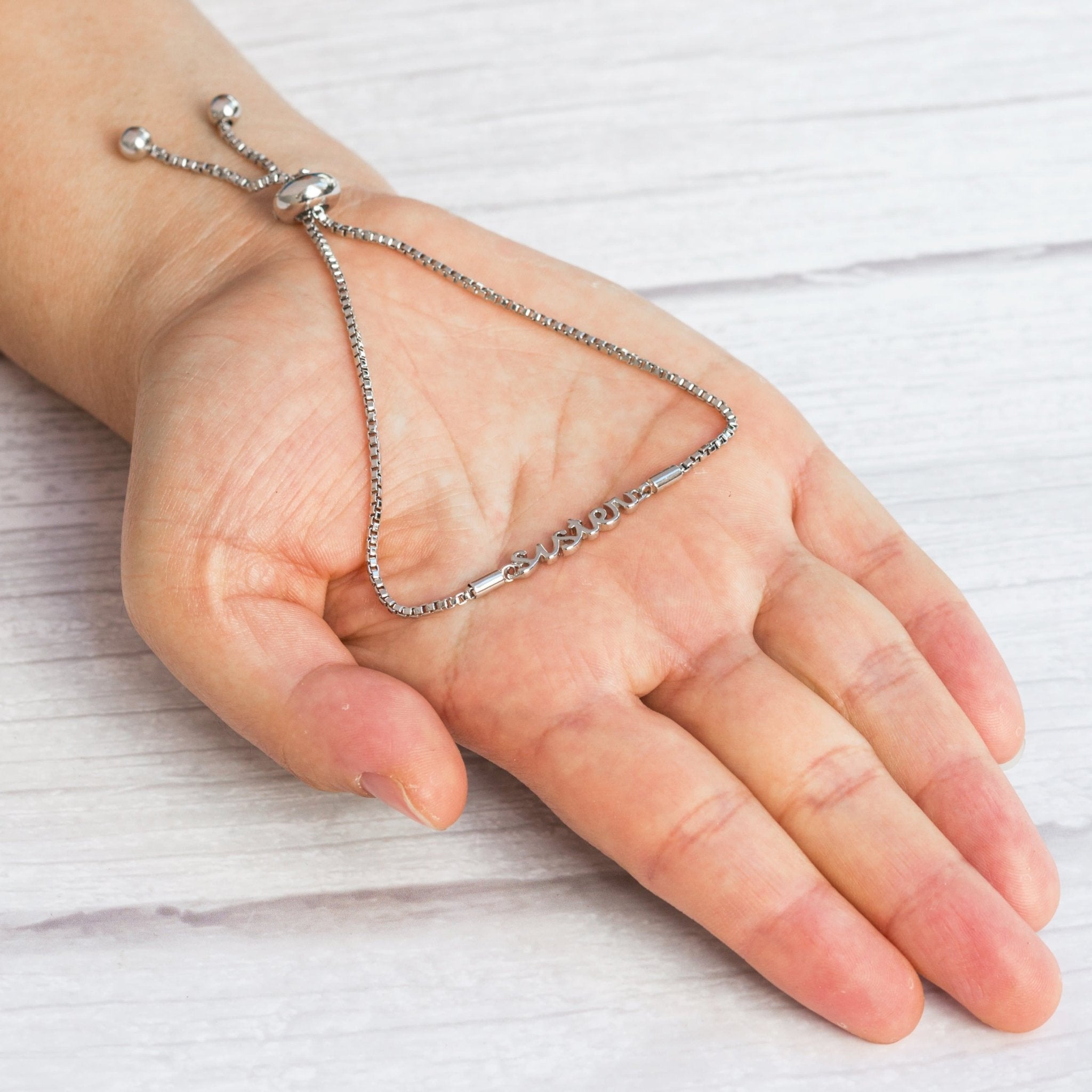 Silver Plated Sister Bracelet Created with Zircondia® Crystals