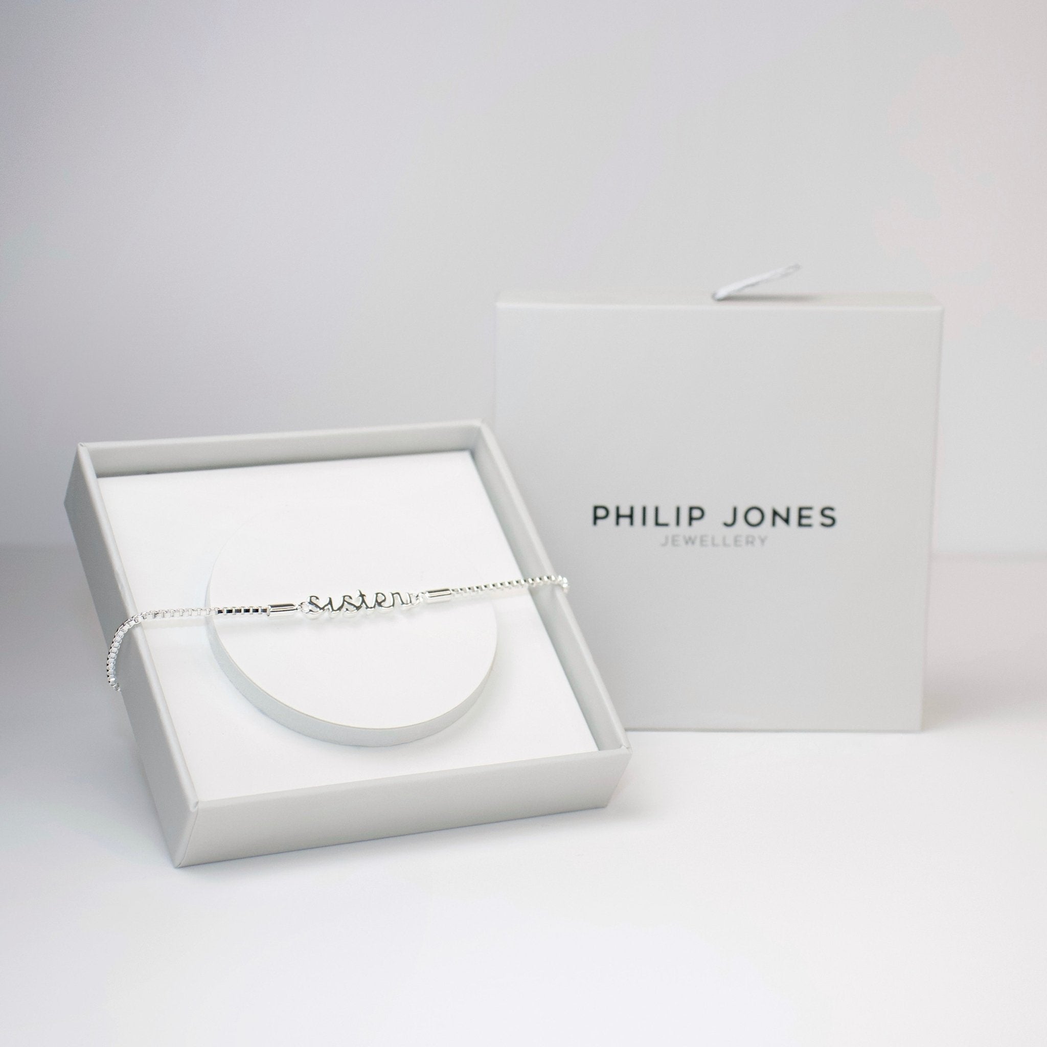 Silver Plated Sister Bracelet Created with Zircondia® Crystals with Gift Box