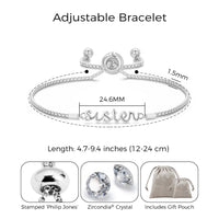 Silver Plated Sister Bracelet Created with Zircondia® Crystals with Gift Box