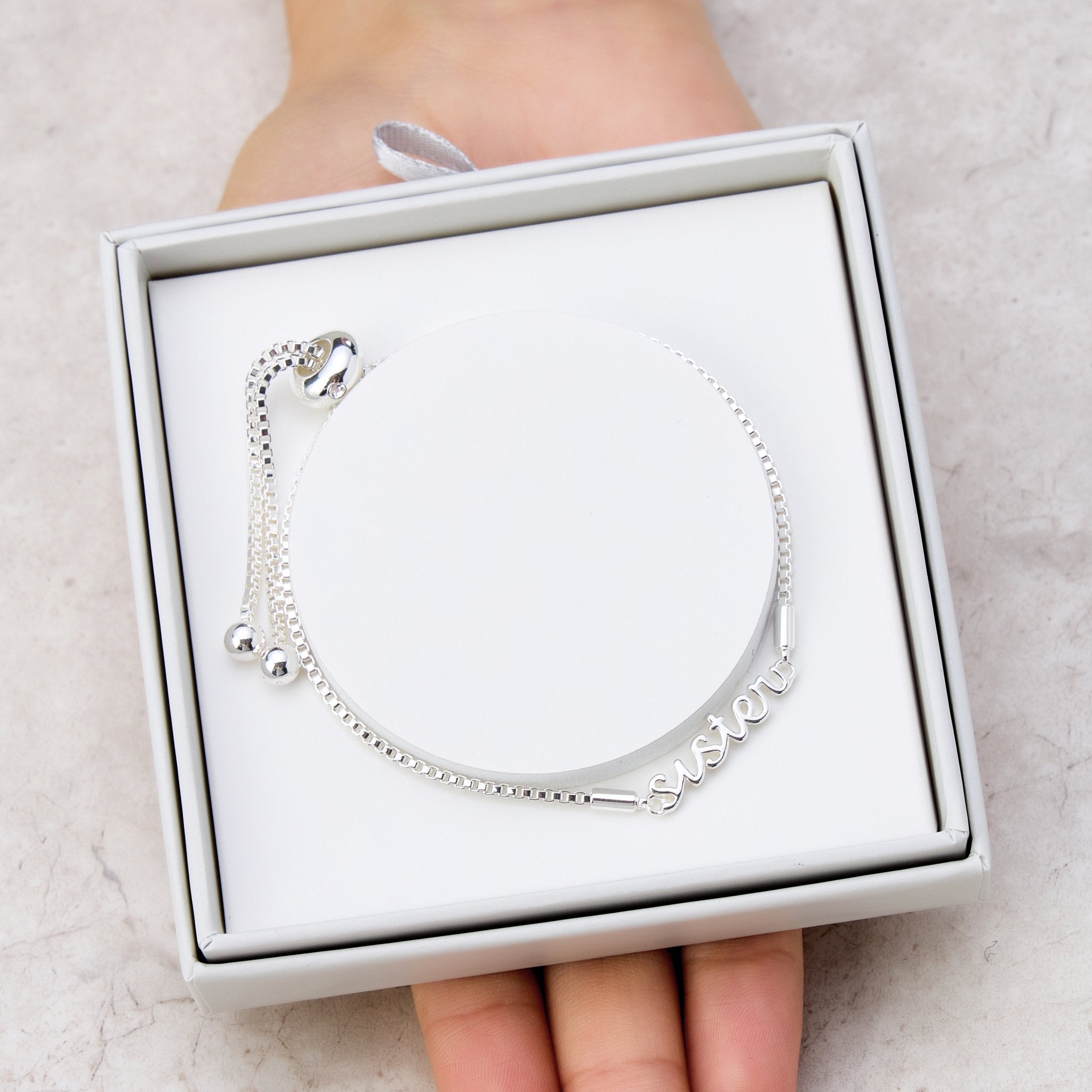 Silver Plated Sister Bracelet Created with Zircondia® Crystals with Gift Box