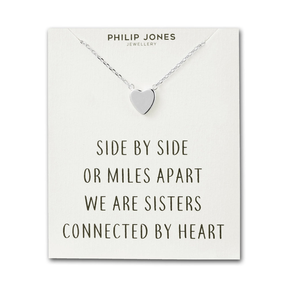 Silver Plated Sister Heart Necklace with Quote Card