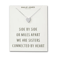 Silver Plated Sister Heart Necklace with Quote Card