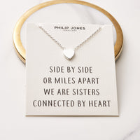 Silver Plated Sister Heart Necklace with Quote Card