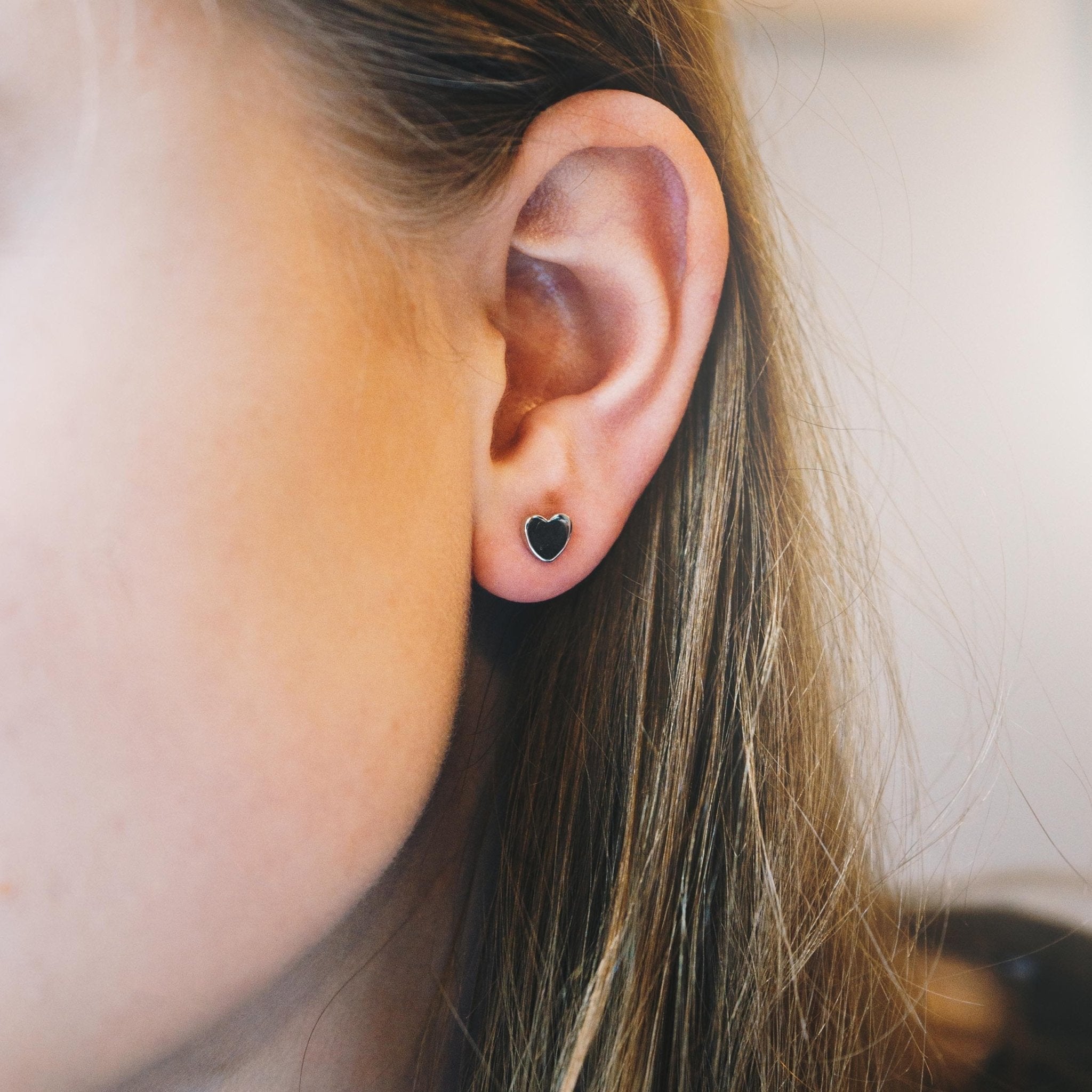 Silver Plated Sister Heart Stud Earrings with Quote Card