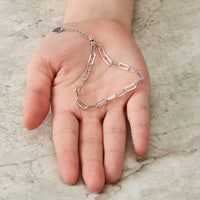 Silver Plated Small Link Paperclip Bracelet