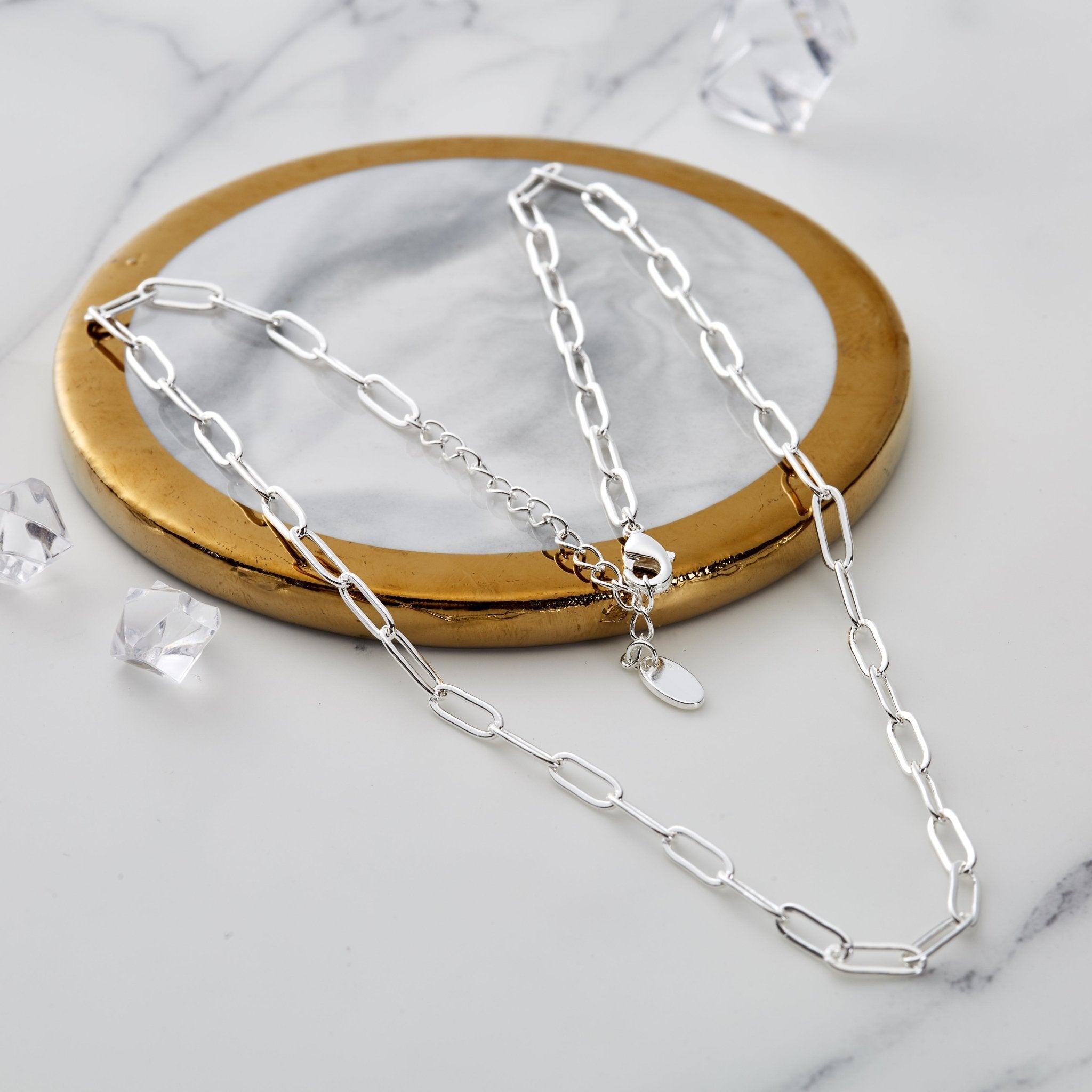 Silver Plated Small Link Paperclip Necklace