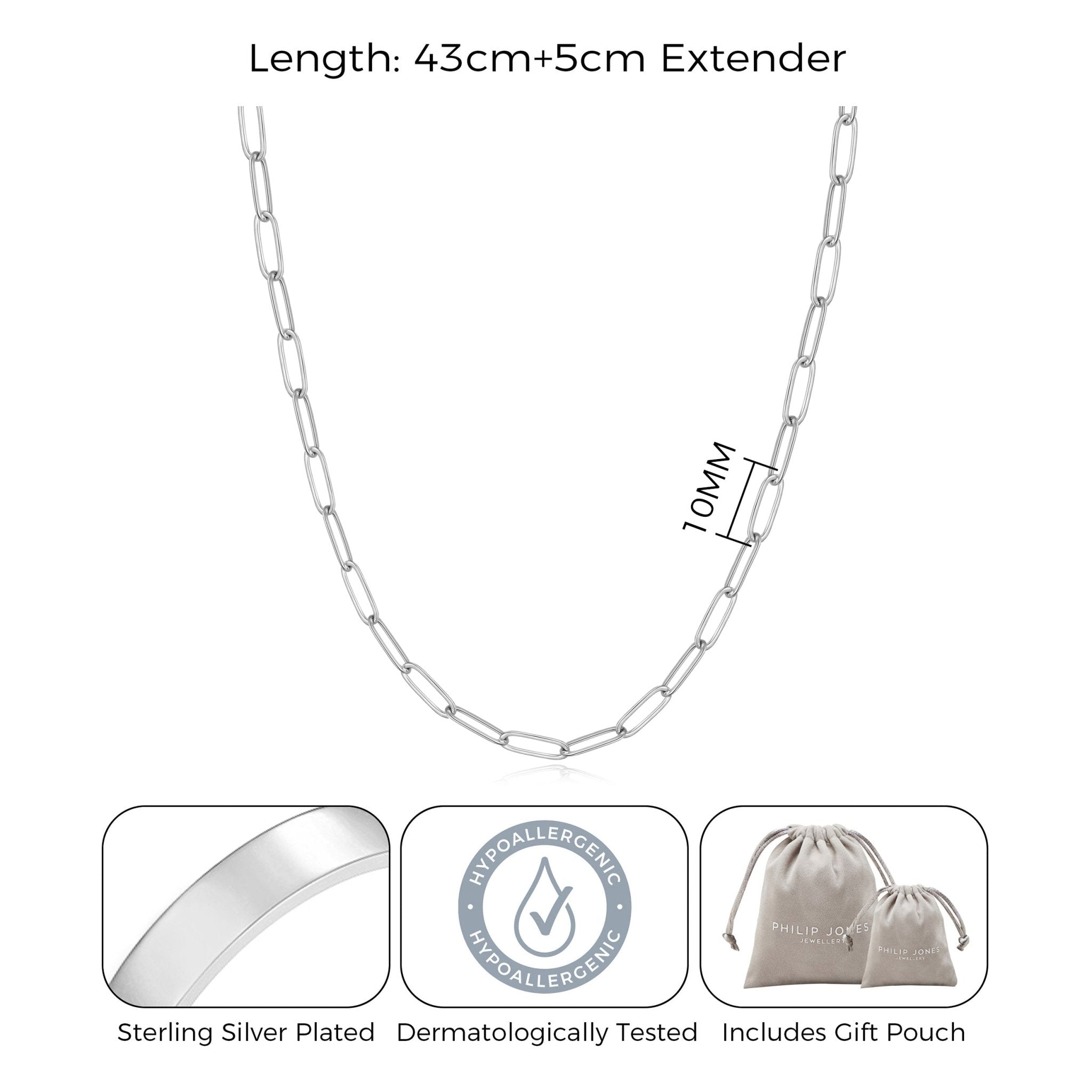 Silver Plated Small Link Paperclip Necklace
