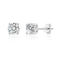 Silver Plated Solitaire Crystal Stud Earrings Created with Zircondia® Crystals