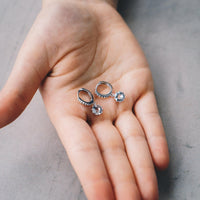 Silver Plated Solitaire Drop Hoop Earrings Created with Zircondia® Crystals