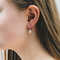 Silver Plated Solitaire Drop Hoop Earrings Created with Zircondia® Crystals