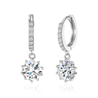 Silver Plated Solitaire Drop Hoop Earrings Created with Zircondia® Crystals