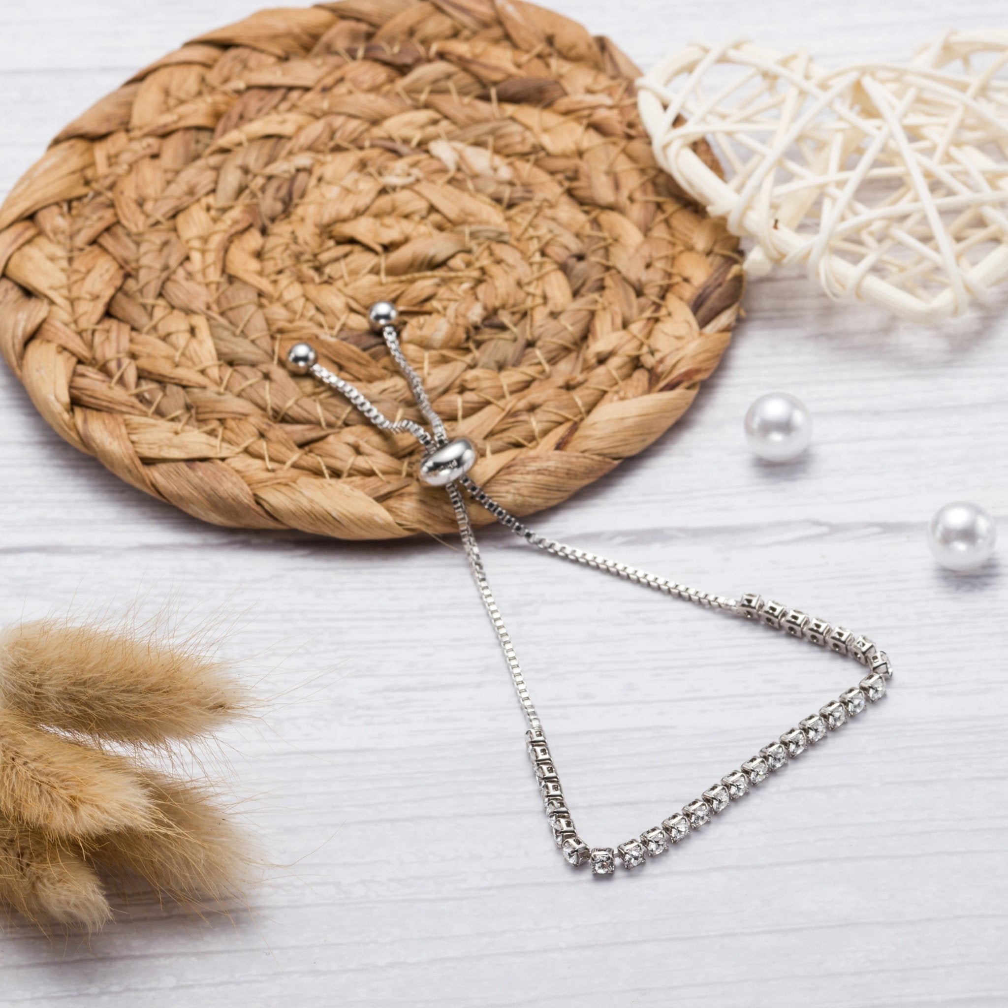 Silver Plated Solitaire Friendship Bracelet Created with Zircondia® Crystals