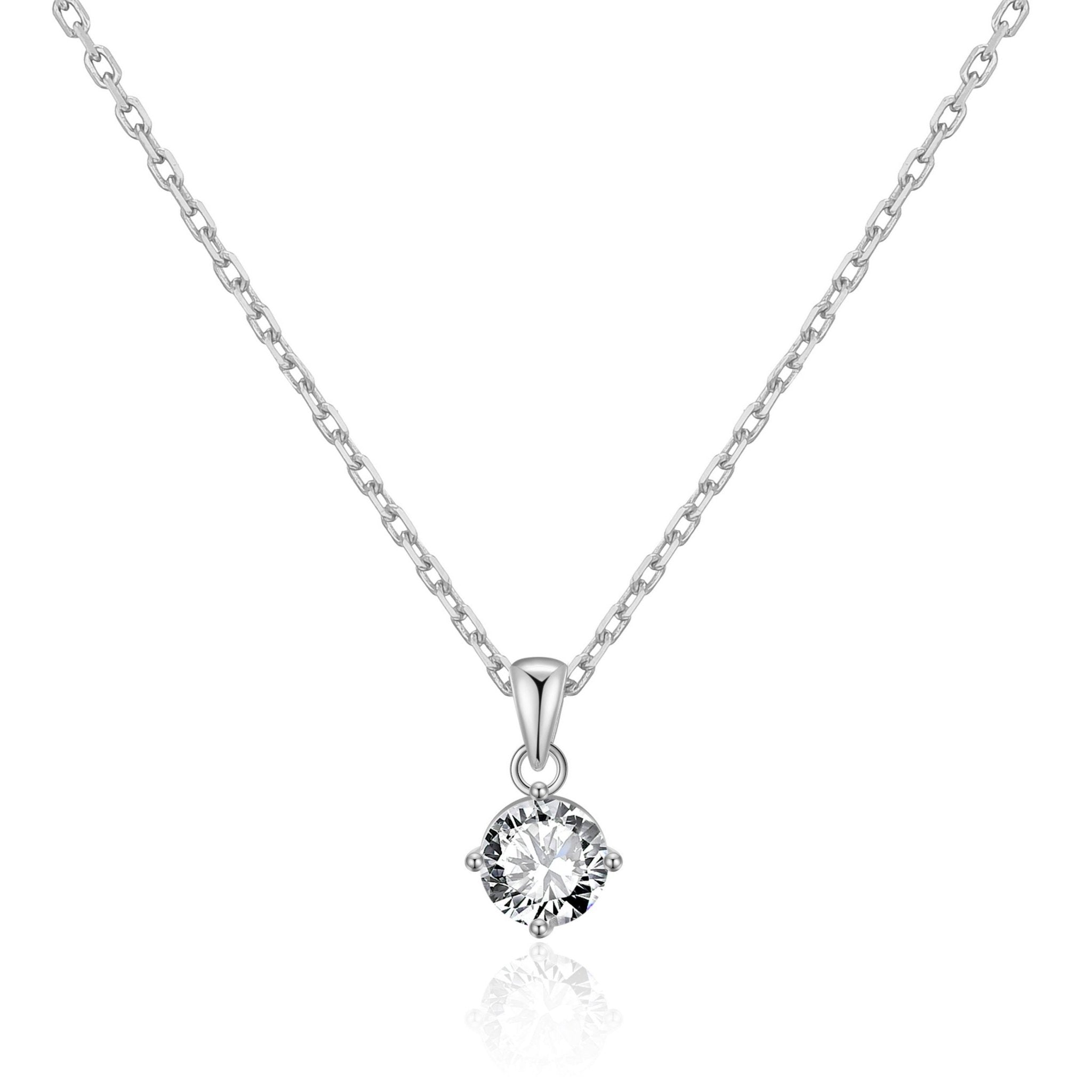 Silver Plated Solitaire Necklace Created with Zircondia® Crystals