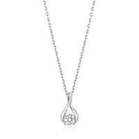 Silver Plated Solitaire Teardrop Necklace Created with Zircondia® Crystals