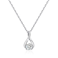 Silver Plated Solitaire Teardrop Necklace Created with Zircondia® Crystals