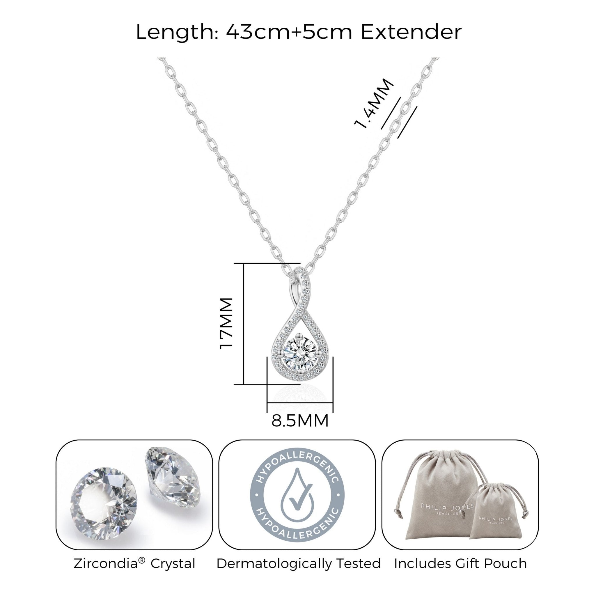 Silver Plated Solitaire Twist Necklace Created with Zircondia® Crystals