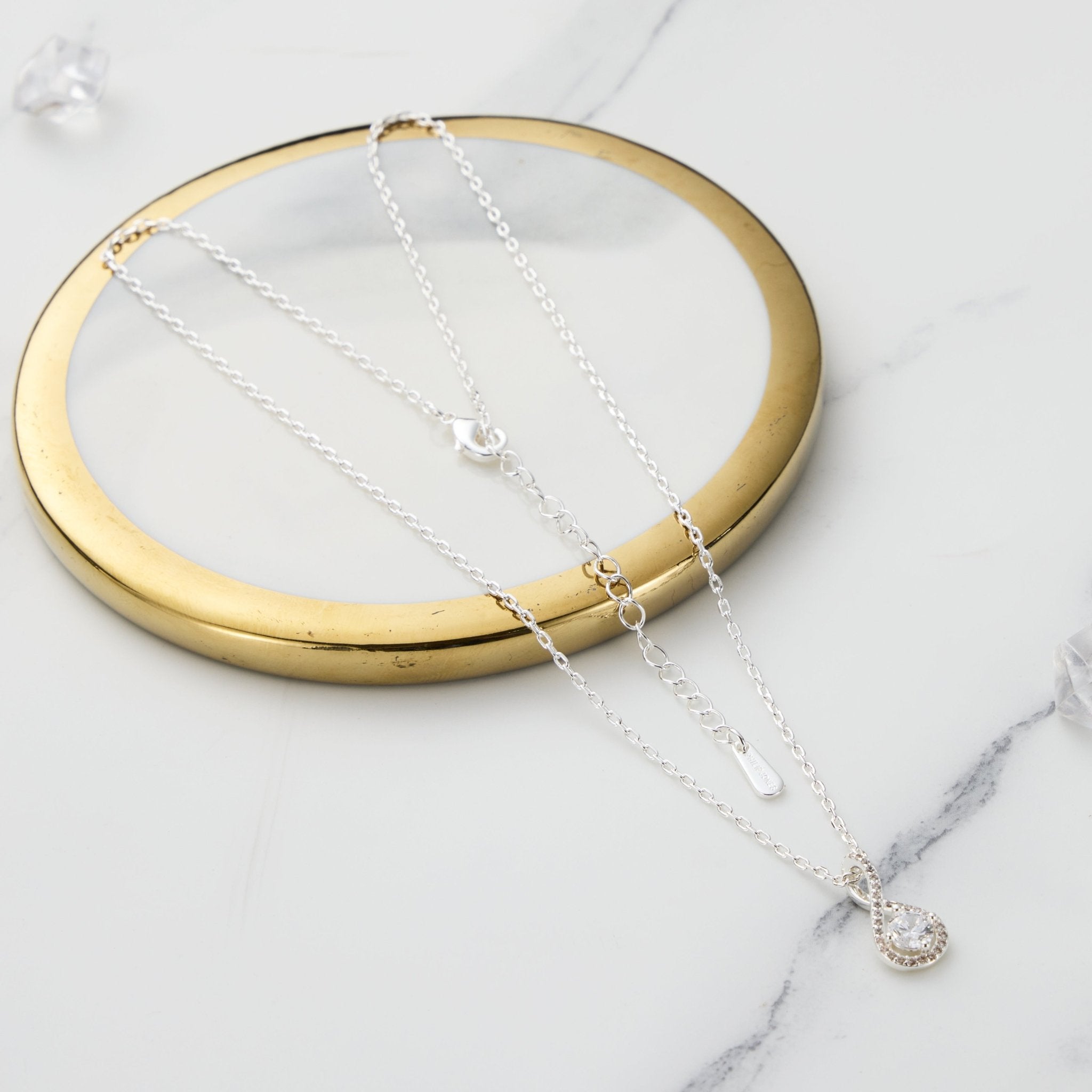 Silver Plated Solitaire Twist Necklace Created with Zircondia® Crystals