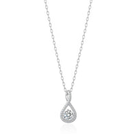 Silver Plated Solitaire Twist Necklace Created with Zircondia® Crystals