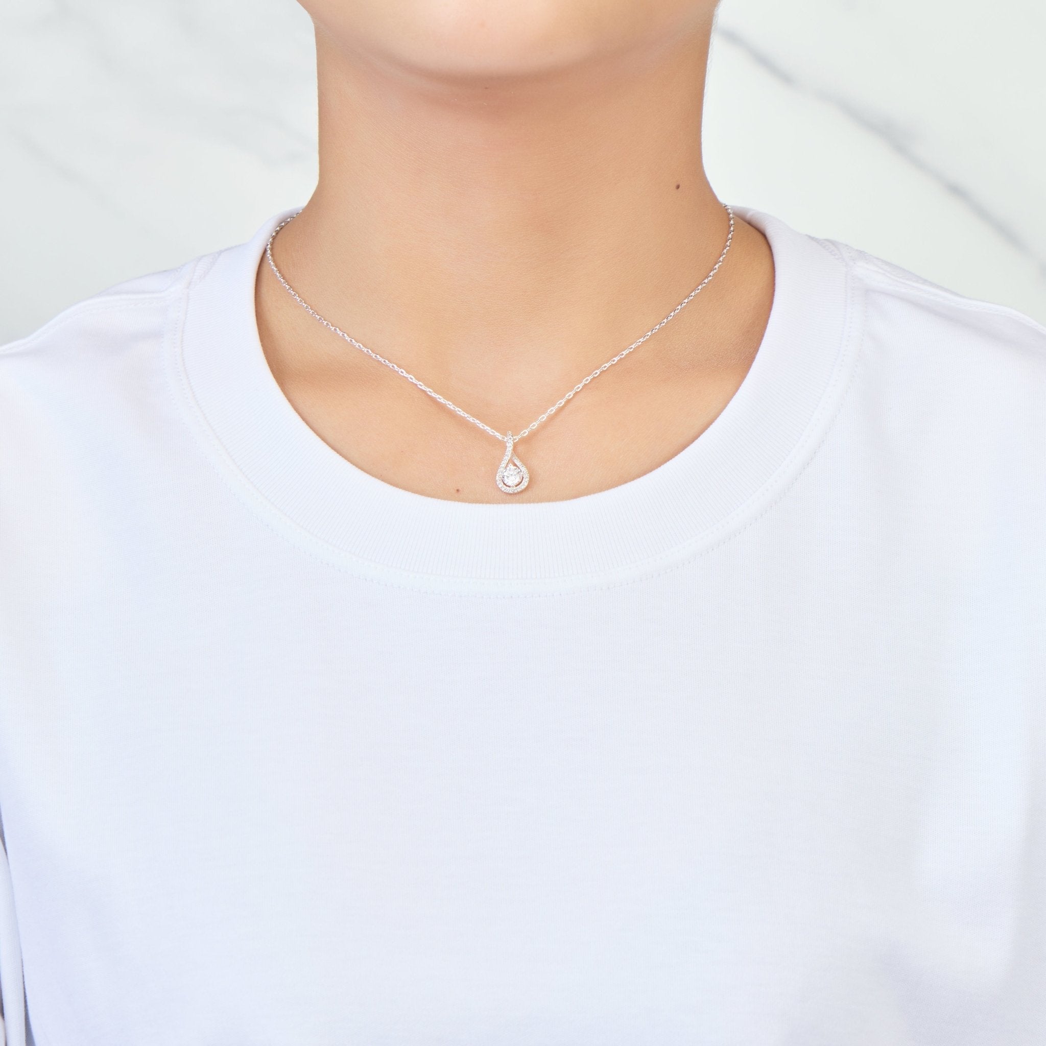 Silver Plated Solitaire Twist Necklace Created with Zircondia® Crystals