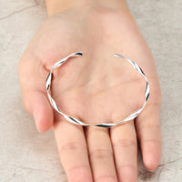 Silver Plated Spiral Cuff Bangle