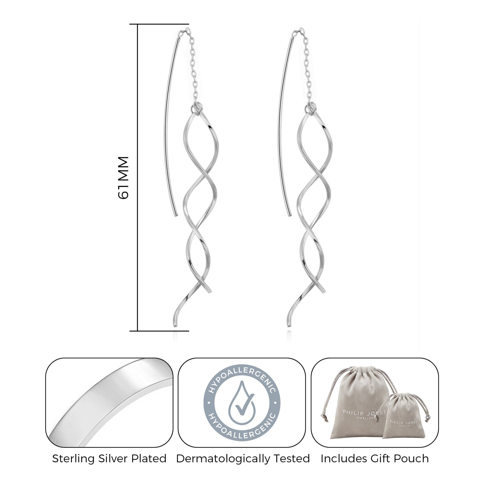 Silver Plated Spiral Thread Earrings