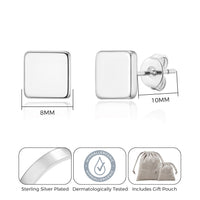 Silver Plated Square Stud Earrings
