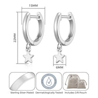 Silver Plated Star Charm Hoop Earrings