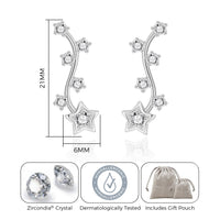 Silver Plated Star Climber Earrings Created with Zircondia® Crystals
