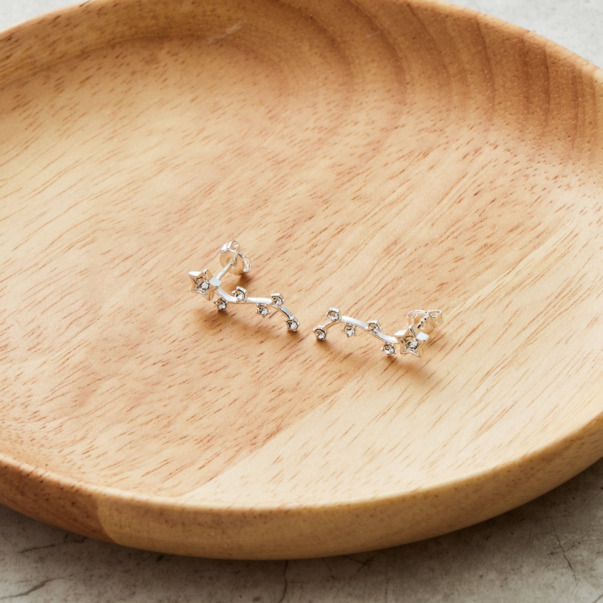 Silver Plated Star Climber Earrings Created with Zircondia® Crystals