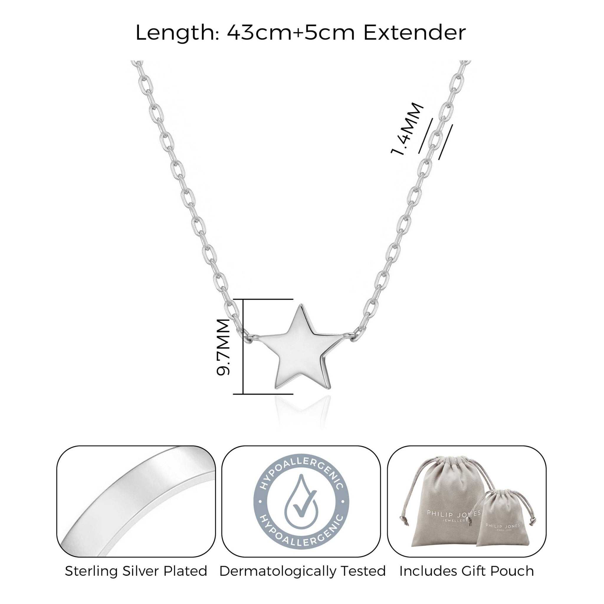 Silver Plated Star Necklace with Quote Card