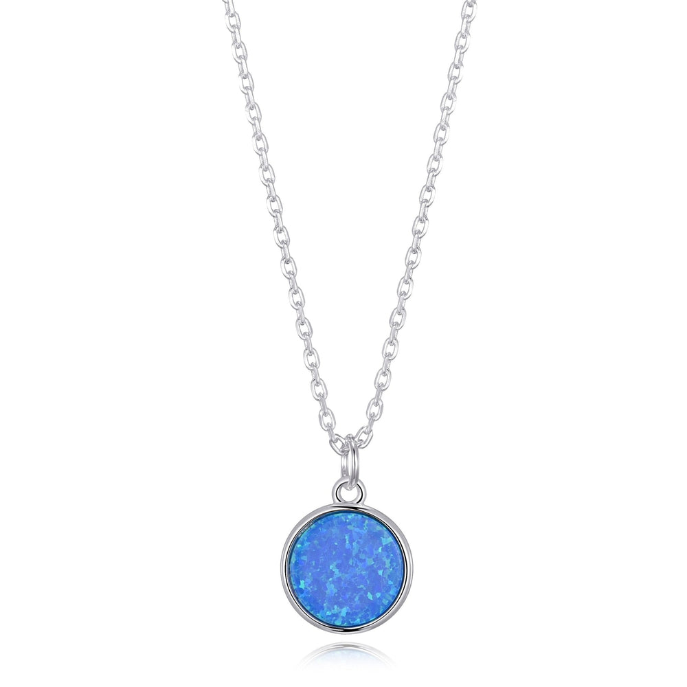 Silver Plated Synthetic Blue Opal Necklace