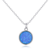 Silver Plated Synthetic Blue Opal Necklace with Quote Card