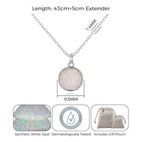 Silver Plated Synthetic White Opal Necklace