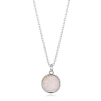 Silver Plated Synthetic White Opal Necklace