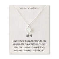 Silver Plated Synthetic White Opal Necklace with Quote Card