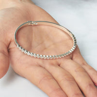 Silver Plated Tennis Bangle Created with Zircondia® Crystals (7 Inch)