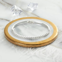 Silver Plated Tennis Bangle Created with Zircondia® Crystals (7 Inch)