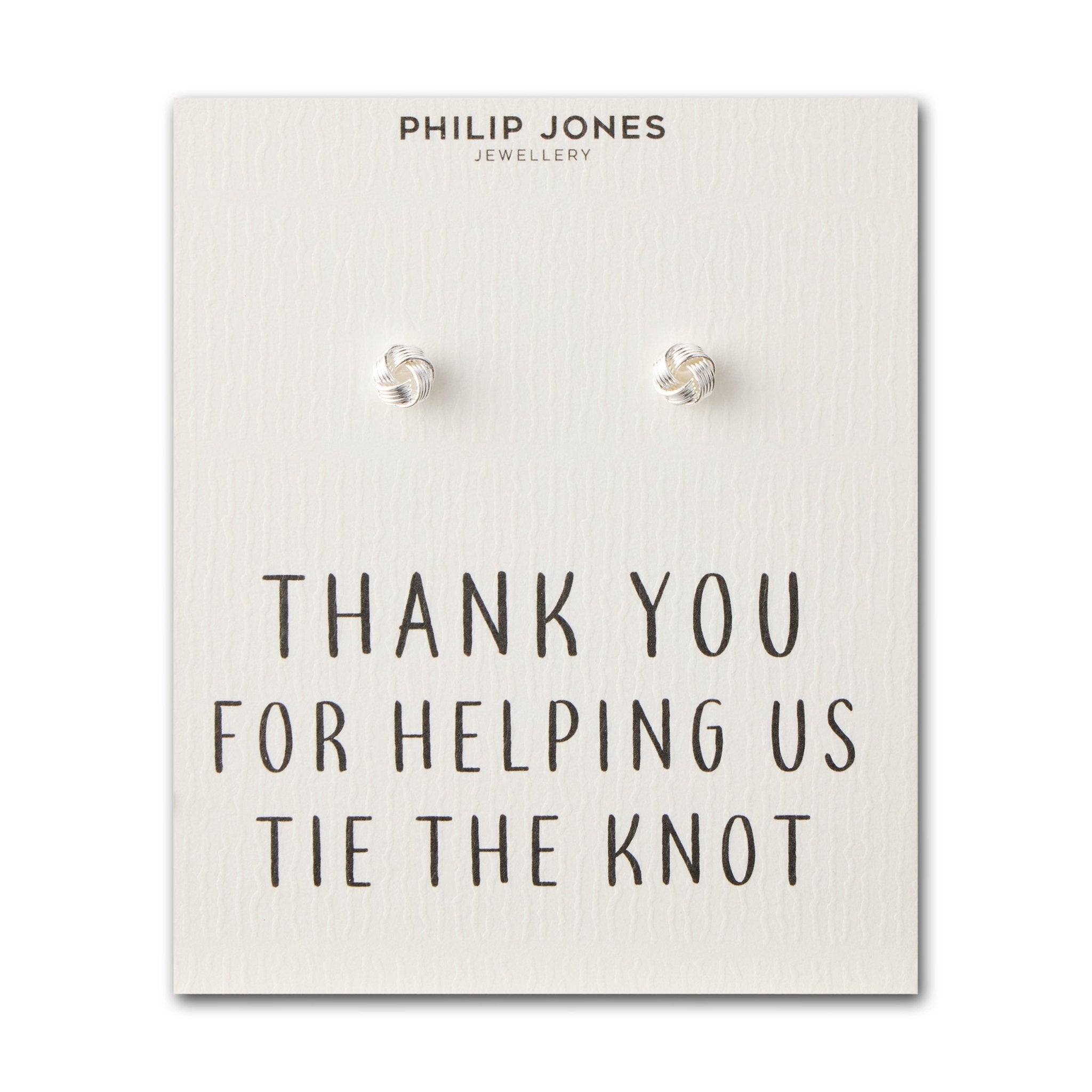 Silver Plated Thank You for Helping us Tie The Knot Wedding Earrings with Quote Card