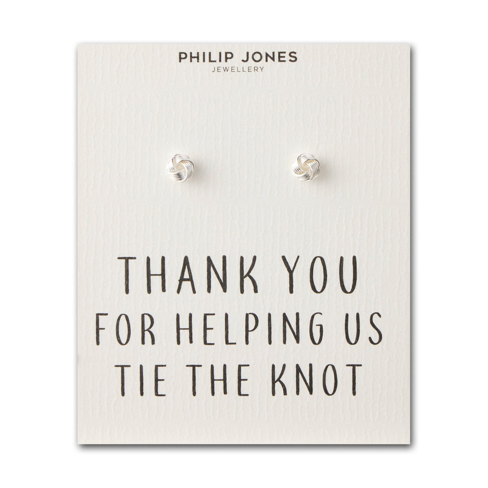 Silver Plated Thank You for Helping us Tie The Knot Wedding Earrings with Quote Card