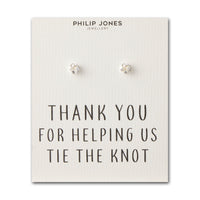 Silver Plated Thank You for Helping us Tie The Knot Wedding Earrings with Quote Card