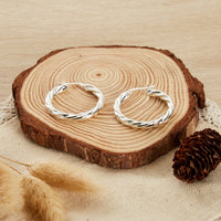 Silver Plated Thick Twisted Hoop Earrings