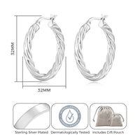 Silver Plated Thick Twisted Hoop Earrings