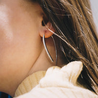 Silver Plated Thread Earrings Created with Zircondia® Crystals