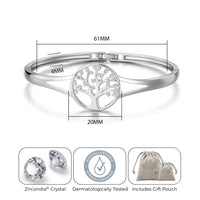 Silver Plated Tree of Life Bangle Created with Zircondia® Crystals (7 Inch)