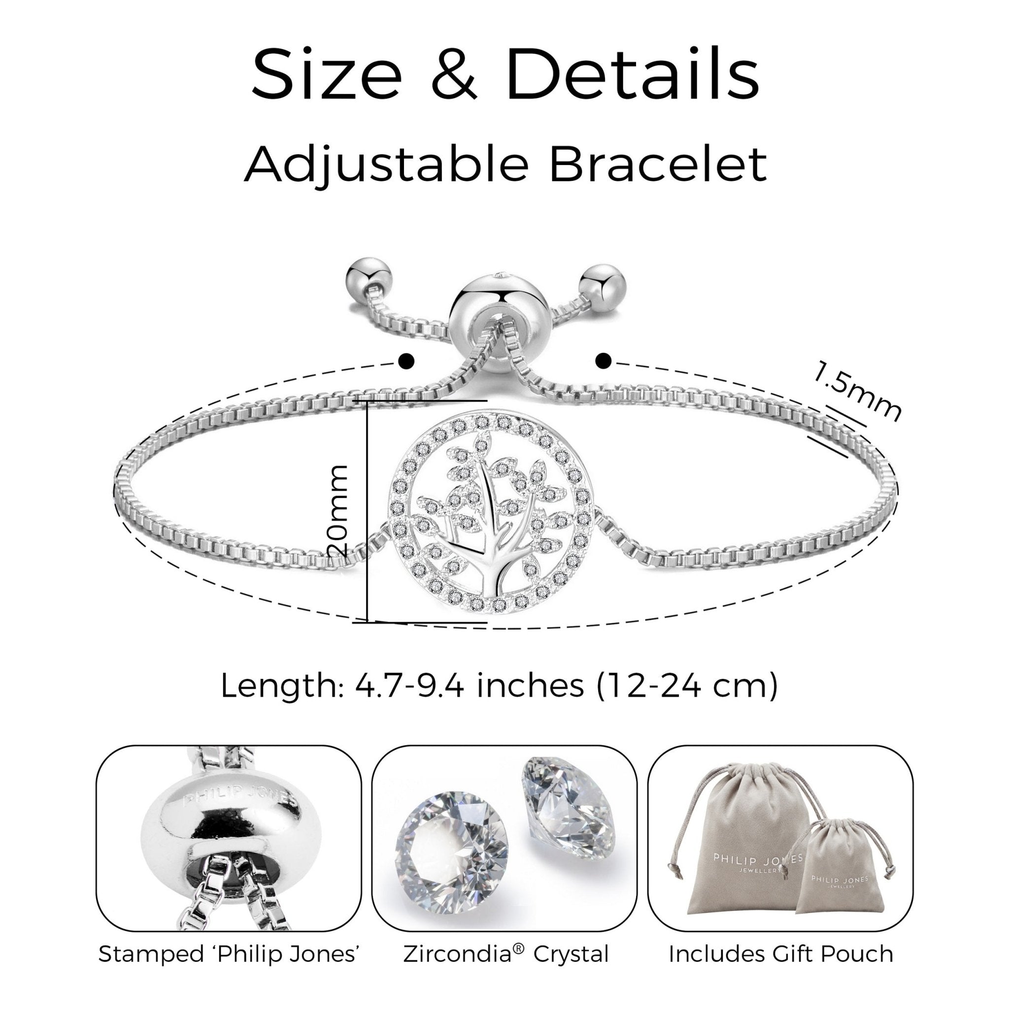 Silver Plated Tree of Life Bracelet Created with Zircondia® Crystals